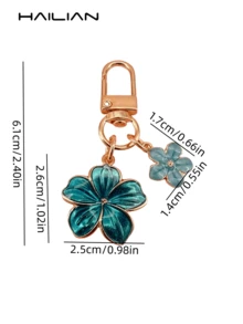 HAILIAN 1 件合金材质樱花形钥匙扣，轻巧优雅的樱花，配有矩形标签，适用于包包吊坠、汽车钥匙扣、情侣、生日、节日礼物 - 水藍色 - 查看 6