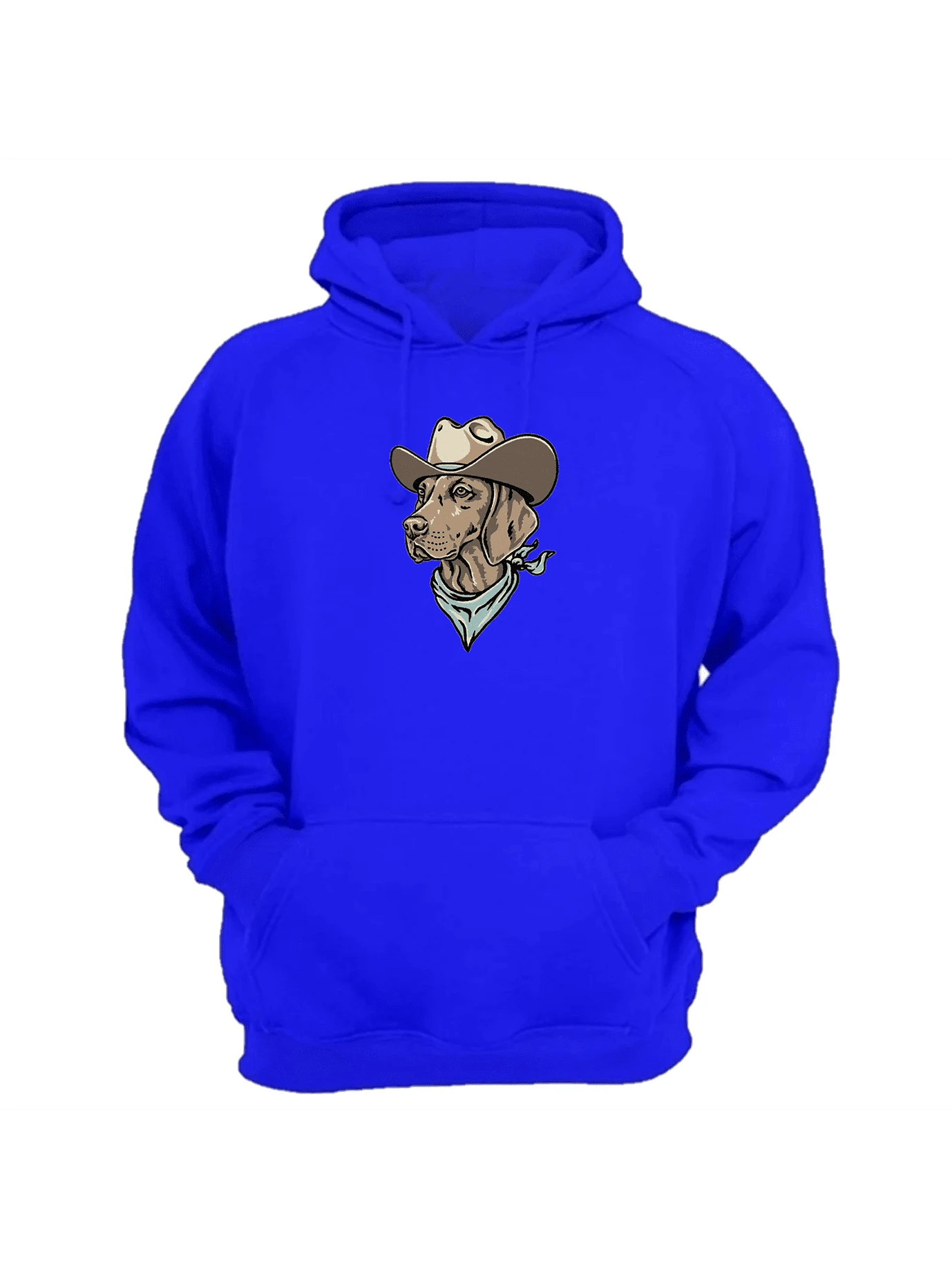 Cowboy Style Dog Print Flannel Sweatshirt Top Immediate Shipping - Royal Blue - View 1