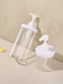 1个/2个 300毫升/500毫升/1000毫升 宽口可重复灌装泵瓶 | 防漏旅行分装瓶，适用于沐浴露、精油、洗手液（优雅白色瓶盖）