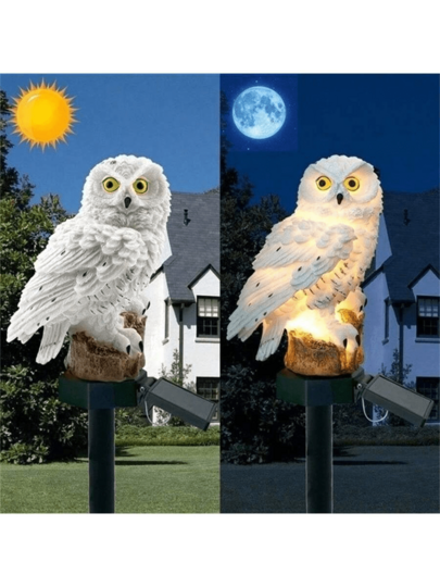 Luminaria Solar De Jardim Com Formato De Coruja Solar/LED Para Ambientes Externos À Prova D'água
