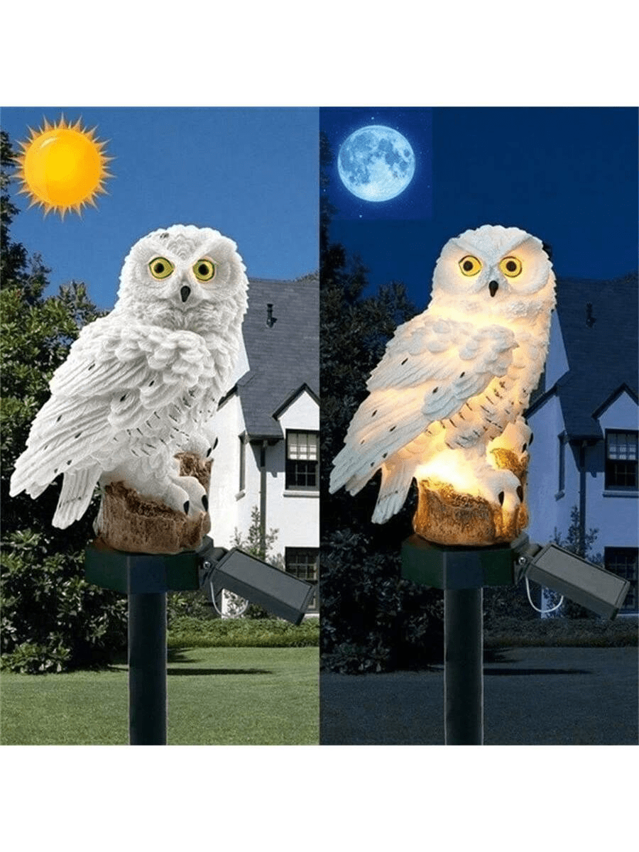 Luminaria Solar De Jardim Com Formato De Coruja Solar/LED Para Ambientes Externos À Prova D'água