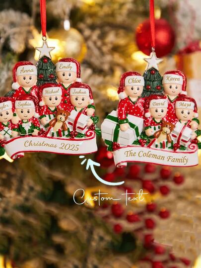 2D Personalized Christmas Decoration With Family Name 2025, Family Christmas Decor, Christmas Tree Ornament, Resin Hanging Decoration, Christmas Ornament, Holiday Celebration, Cute Figurine, Elegant Hanging Decor, Name Customization, Letter Customization,Xmas Decoration,Multi-Functional, Ornamental,Reusable,Exquisite,Stylish,High-Quality,Colorful,Modern,Custom,Personalized,Unique,Ideal Gifts For Him,Ideal Gifts For Her,Boyfriend,Dad,Girlfriend,Mom,Family,Friends,Tea Room,Home,Garden,Office,For Anniversaries,For Valentine's Day,For Mother's Day,For Birthdays,For Father's Day,For Graduation,For Weddings,For Housewarming,Customized Home Decor Supplies,Home Room Decor Gifts