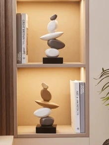 1pc Stacked Stone Sculpture - Abstract Balanced Rock Art Resin Sculpture, 5.5in, Fashionable And Elegant Design, Decorative Desktop Statue Suitable For Home And Office Gifts, Birthday, Graduation (Please Check Size Details Before Purchase As The Product Size Is Relatively Small)