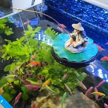1pc Floating Old Man Fishing Decorative Figurine - Adhesive Fish Food Feeding Function For Fish Tank/Fish Pond, Dual-Purpose Aquarium Ornament For Freshwater/Saltwater Fish Tank Landscaping & Daily Fish Feeding Accessory