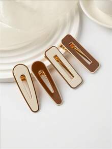 4pcs/A Set Of Milk And Coffee Colored Fashionable Hair Clips For Women, With Cute Side Clips And Alligator Hair Clips. The Notch Clip Is Suitable For Holiday Gifts For Girlfriends, Family, And Teachers, Claw Clips, Hair Claws, Hair Slide, Hair Barrettes