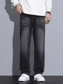 Retro Straight Leg Jeans For Teen Boy, European And American Style - Black - View 1