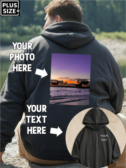 Custom Plus-Size Men's Sweatshirts (Up To 6XL): Text And Image Hoodies - Large Frame Personalized Combinations, Multiple Fonts And Colors Available, Suitable For Various Festivals/Anniversaries/Birthdays/Pets/Couples Customization