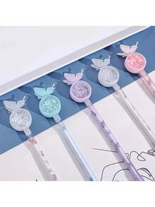 4pcs, Cute Butterfly, Cute Cat, Chrysanthemum Pattern Style Gel Ink Pen, Gel Pen, Ballpoint Pen, With Glitter, Stylish Black Writing Rollerball, Durable Plastic Materials, Party Stationery Gifts, At Home, Classroom, Final Exam, Office Universal Writing Pen, Writing Pen, Signature Pen, Christmas And Holiday Gifts,Back To School - Multicolor - View 4