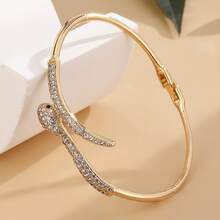 1pc Snake-Shaped Crystal Bangle Bracelet - Serpentine Design With Sparkling Crystals - Chic Accessory For Elegant Outfits