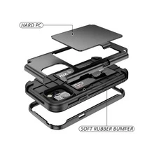 Wallet Case With Credit Card Holder & Hidden Mirror, Three Layer Shockproof Heavy Duty Protection Protective Cover For IPone 15Promax/14Promax/13/14/11 - 黑色 - 查看 3