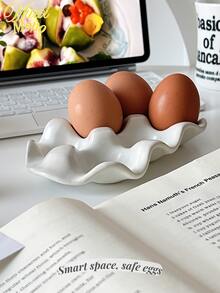 <Smart Space, Stable Eggs>，1 件手工制作的 6 格陶瓷鸡蛋托盘/坚果托盘，奢华风格食物和鸡蛋储存盒，适用于厨房、餐桌、茶几装饰、珠宝收纳、复活节当天，鸡蛋储存托盘 - 彩色 - 查看 3
