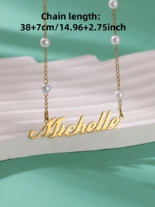 1 Stück personalisierte Halskette mit Kunstperle für Frauen, Namenskette aus rostfreiem Stahl mit Kunstperlenkette, Modeschmuck Accessoire, Geschenk für sie, Stilvolle, Herbstmode, Lässig, Süße, Personalisiert, Einzigartig, Ideale Geschenke für Freundin, Mutter, Familie, Freunde, Tochter, Großeltern zu Jahrestagen, Valentinstag, Muttertag, Geburtstag, Abschluss, Hochzeit, für den täglichen Gebrauch - Verschiedenfarbig - Übersicht 5