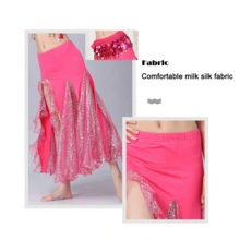 Belly Dance Costumes, Performance Costumes, Dance Skirts, Stage Costumes, Sequined Fringed Bra Sets, Full-Skirted Dresses, Competition Costumes - 玫紅色三件組(上衣+裙子+腰鍊) - 查看 7