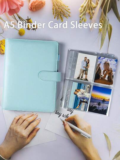 1pc 3-Inch Photo Album, A5 PU Leather Card Holder, 6-Ring Binder - Holds Up To 200 Cards, With 25 Removable 4-Pocket Pages, Suitable For Sports Cards, Trading Cards, Collectibles, Etc.