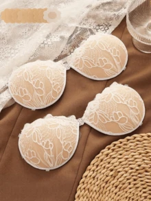 2 Pairs Of Lace Gathered Comfortable Palm - Shaped Bras + 10 Pcs Nipple Covers, Invisible Self - Adhesive 3CM Breast Augmentation To Achieve The Effect Of Enlargement, With Invisible Shoulder Straps, Suitable For All Occasions - Multicolor - View 30