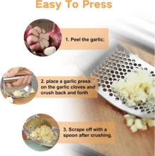 1pc Stainless Steel Garlic Press And Manual Fruit And Vegetable Masher, Easy To Use And Clean. Ideal For Chopping And Pressing Garlic, Fruits, And Vegetables. Perfect For Home Kitchens, RV Kitchens, And Restaurants. - Bạc - Xem 5