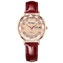 POEDAGAR 1 件礼物女士手表全不锈钢玫瑰金表带英文日历表盘夜光指针优雅设计防水女士石英手表防水 L 玫瑰金母亲妻子婚礼纪念品爱情生日毕业表白配件返校必备品