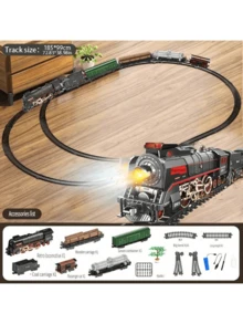Luksusowy zestaw pociągów elektrycznych dla dzieci ze światłami i dźwiękami – zabytkowy parowóz i długie tory, edukacyjna zabawka na prezent dla chłopców