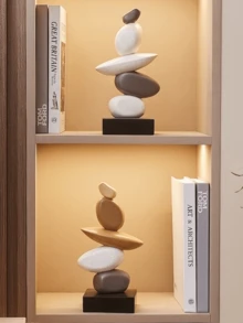 1pc Stacked Stone Sculpture - Abstract Balanced Rock Art Resin Sculpture, 5.5in, Fashionable And Elegant Design, Decorative Desktop Statue Suitable For Home And Office Gifts, Birthday, Graduation (Please Check Size Details Before Purchase As The Product Size Is Relatively Small)
