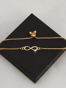 1pc Adjustable Geometric Infinity 8 Shape Bracelet, Minimalist & Fashionable Design