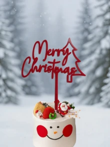 1 pièce Décorations de gâteau de Noël, Décorations d'arbres de Noël, Étiquettes de décoration de gâteau de Noël, Fournitures de décoration de cuisson pour fête de Noël