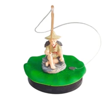 1pc Floating Old Man Fishing Decorative Figurine - Adhesive Fish Food Feeding Function For Fish Tank/Fish Pond, Dual-Purpose Aquarium Ornament For Freshwater/Saltwater Fish Tank Landscaping & Daily Fish Feeding Accessory