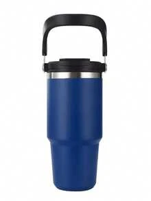 1pc 20/30oz Stainless Steel Glass Tumbler With Lid And Handle - Double Wall Insulated, Keeps Hot/Cold Coffee Cup, Leak-Proof, With Vacuum Insulation And Large Outdoor Capacity