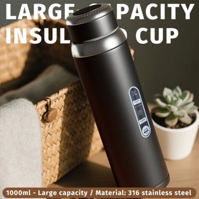 Bình nước giữ nhiệt 1L/33,81oz Giữ nước nóng và lạnh Bình đựng nước, trà, cà phê, bình chân không, bình thép không gỉ có thể dùng làm cốc đựng nước khi quay lại trường