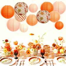 12 Peças Lanternas de Papel Laranja Penduráveis, Decorações de Festa, Lanternas de Papel para Festa de Aniversário, Casamento