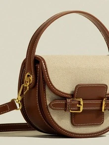 Bolso de mano, tipo de bolso preferido, bolso de textura avanzada, bolso de silla de montar, bolso de moda de minoría con costura retro, nuevo bolso casual tipo Joker de 2025 para cruzar el Body