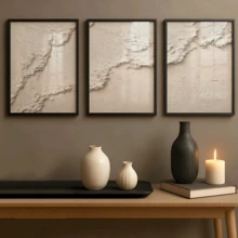 Bộ 3 tranh nghệ thuật treo tường hiện đại, tranh trừu tượng, họa tiết lượn sóng, tông màu đất, tranh dập nổi tối giản, màu trắng tinh khiết, phong cách nhà nông thôn, sóng trắng, có hoặc không khung, trang trí phòng, trang trí nhà cửa, trang trí ký túc xá sinh viên, khách sạn, nhà ở, phòng khách, phòng ngủ, phòng tắm và văn phòng. Quà tặng trang trí tường - Nhiều màu - Xem 4