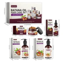 Batana Oil Hair Care Set,Long-Lasting Moisturizing,Reduce Split Ends,Strengthens Hair Roots And Improves Hair Quality, Gently Softens Hair, Nourishes Luster, Repairs And Massages The Scalp,Valentine'S Day Beauty Gift, For Men And Women,Batana Oil Conditioner & Batana Oil Shampoo & Batana Oil Hair Mask & Batana Oil Hair Care Oil - 彩色 - 查看 6