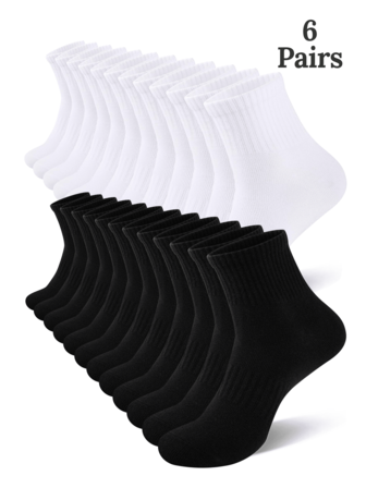 6 双/10 双男士休闲网球袜、迷你中筒袜、剪腿袜、白色网球袜、冬季网球袜、黑色网球袜、除臭、运动、透气（大码）、适合日常穿着、室内和室外。以及女士袜子 - 运动休闲袜