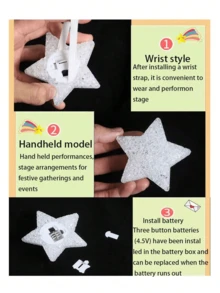 1PC Stage Performance, Holding Small Star Lights, Dancing Performance, Choir Performance, Holding Luminous Pentagram Decorative Props, Suitable For School Performances, Concerts, Parties, Christmas, Halloween, Thanksgiving, Mother's Day, And New Year Activities As Decorative Props - Multicolor - View 10