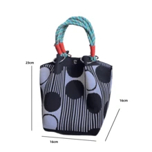 1 件心形条纹花卉手提包，大容量手提包，优雅旅行多功能手提包，配有可拆卸肩带 - 彩色 - 查看 6