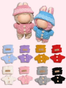 1 件套服装 - 派对连衣裙搭配心形毛衣和熊标志帽子，非常适合返校季、娃娃衣橱更新， - 彩色 - 查看 11