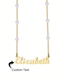 1 Stück personalisierte Halskette mit Kunstperle für Frauen, Namenskette aus rostfreiem Stahl mit Kunstperlenkette, Modeschmuck Accessoire, Geschenk für sie, Stilvolle, Herbstmode, Lässig, Süße, Personalisiert, Einzigartig, Ideale Geschenke für Freundin, Mutter, Familie, Freunde, Tochter, Großeltern zu Jahrestagen, Valentinstag, Muttertag, Geburtstag, Abschluss, Hochzeit, für den täglichen Gebrauch - Verschiedenfarbig - Übersicht 14