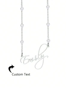 1 Stück personalisierte Halskette mit Kunstperle für Frauen, Namenskette aus rostfreiem Stahl mit Kunstperlenkette, Modeschmuck Accessoire, Geschenk für sie, Stilvolle, Herbstmode, Lässig, Süße, Personalisiert, Einzigartig, Ideale Geschenke für Freundin, Mutter, Familie, Freunde, Tochter, Großeltern zu Jahrestagen, Valentinstag, Muttertag, Geburtstag, Abschluss, Hochzeit, für den täglichen Gebrauch - Verschiedenfarbig - Übersicht 9