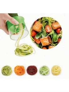 1 قطعة مقطّع خضروات يدوي، آلة تقطيع الخضروات إلى شرائح حلزونية، صانع معكرونة الكوسا، صانع شعيرية المعكرونة، أدوات مطبخ