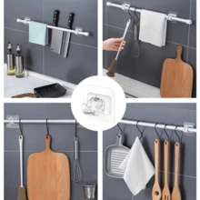 2 PCS Self-Adhesive Curtain Rod Holder Hooks - Adjustable Wall Clips For Secure Hanging - 白色 - 查看 5