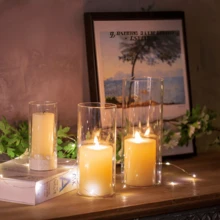 Set de 24 de vaze din sticlă în stil boem, set de suporturi de lumânări rezistente la vânt, suporturi de lumânări rezistente la vânt din sticlă pentru decorarea piesei centrale de masă, lumânări plutitoare moderne pentru decorul mesei de nuntă, rezistente pentru flori și lumânări - include 3 modele în diferite dimensiuni, esențiale pentru nunți și petreceri, accesorii moderne pentru decorul casei