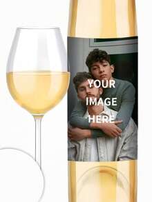 1张定制葡萄酒瓶贴纸 | 个性化照片酒标，防水防紫外线 | 派对装饰贴纸 | 适用于婚礼、生日、周年纪念、订婚、毕业典礼等场合的定制葡萄酒瓶标签 | 独特的伴侣礼物创意 | LGBTQ婚礼装饰 - 男士情侶 款 - 查看 5