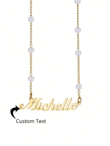 1 Stück personalisierte Halskette mit Kunstperle für Frauen, Namenskette aus rostfreiem Stahl mit Kunstperlenkette, Modeschmuck Accessoire, Geschenk für sie, Stilvolle, Herbstmode, Lässig, Süße, Personalisiert, Einzigartig, Ideale Geschenke für Freundin, Mutter, Familie, Freunde, Tochter, Großeltern zu Jahrestagen, Valentinstag, Muttertag, Geburtstag, Abschluss, Hochzeit, für den täglichen Gebrauch - Verschiedenfarbig - Übersicht 16