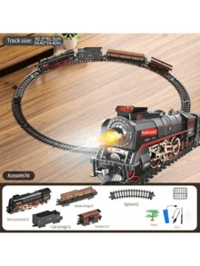 Luksusowy zestaw pociągów elektrycznych dla dzieci ze światłami i dźwiękami – zabytkowy parowóz i długie tory, edukacyjna zabawka na prezent dla chłopców