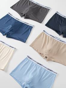 6pcs/Pack Teens/Young Men's Underwear, Minimalist English Letter Design, Breathable Fabric, Comfortable & Skin-Friendly