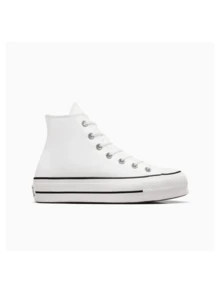 Converse 厚底高帮帆布运动鞋 双层鞋底 系带 标志性星星脚踝贴片 560846C - 白色 - 查看 3