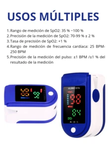 Oximetro digital de dedo indice con pantalla LED oxigeno en la sangre pediatrico medicion precisa saturacion SpO2 pulso pantalla clara compacto portatil ligero ideal para monitoreo en casa deportes viajes control de salud cuidado infantil garantia segura - azul real - Ver 5
