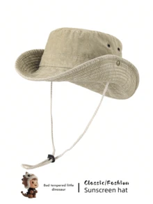 1 件装男士帽檐遮阳帽，徒步露营钓鱼牛仔帽，防紫外线 - 一件裝男士漁夫帽 - 查看 17