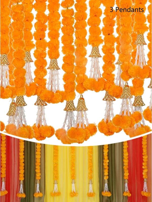 1 pieza/Paquete Guirnalda artificial de caléndula de 4.75 pies de largo, guirnalda de caléndula artificial naranja, guirnalda de imitación para decoración de bodas, decoración del hogar y fiestas, decoración de pooja, Día de los Muertos, decoración de Diwali, decoración de cumpleaños y Navidad, decoración de Halloween, decoración del jardín, decoración de otoño