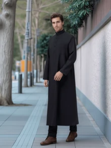 Men's High-End Casual Traditional Arabian Robe, Made Of Comfortable And Breathable Fabric, Suitable For Eid Al Fitr